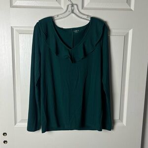 LOFT Long Sleeve Top with Ruffle Detail